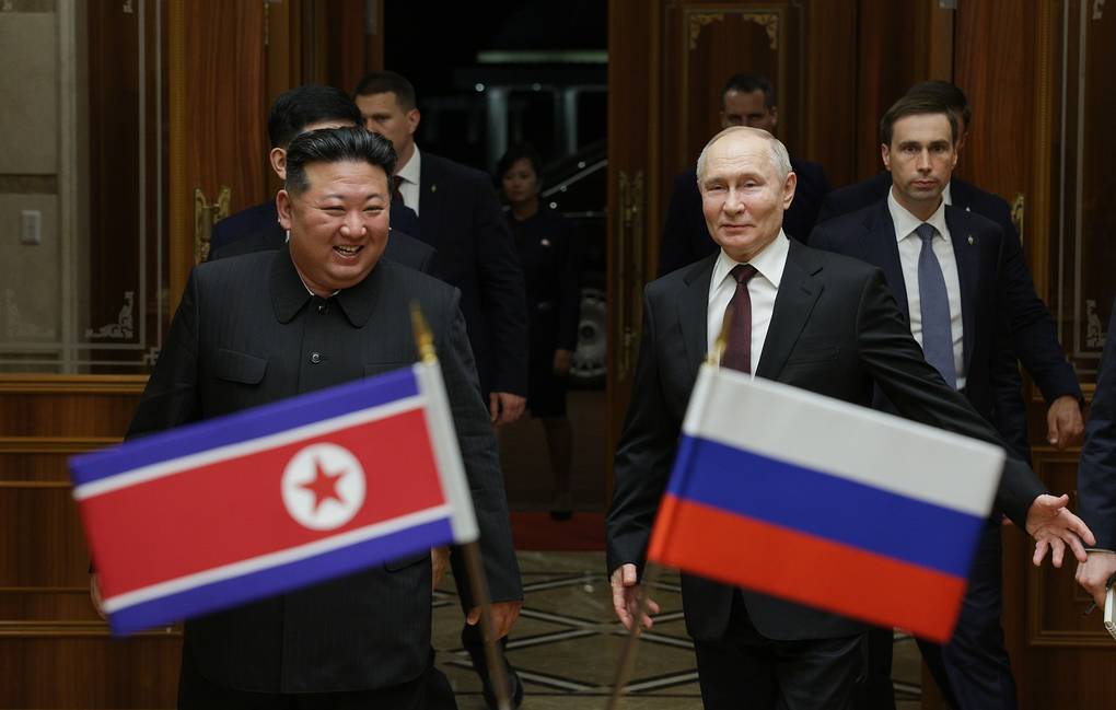 North Korean Leader Kim Jong Un and Russian President Vladimir Putin Russian Presidential Press and Information Office/Gavriil Grigorov/TASS